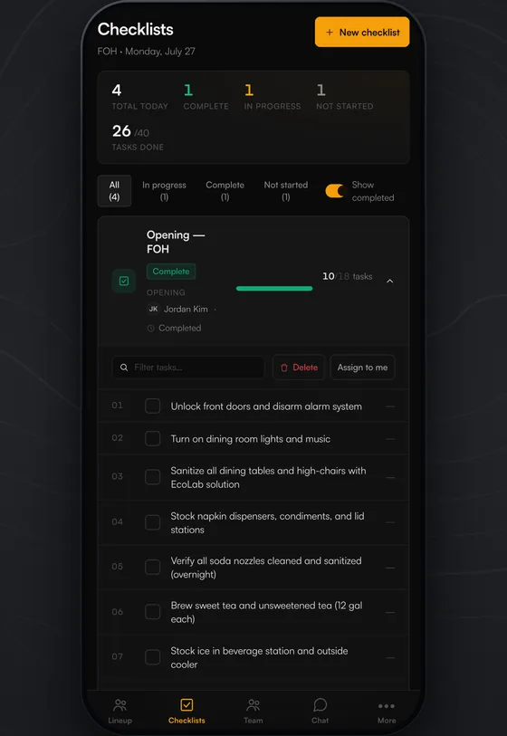 LineReady checklists on iPhone